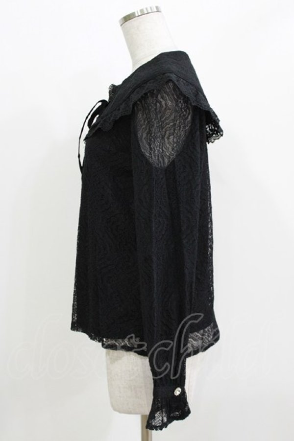 画像2: Ank Rouge / ビジューボタンレースブラウス M ブラック H-26-03-21-061-CA-BL-NS-ZH (2)