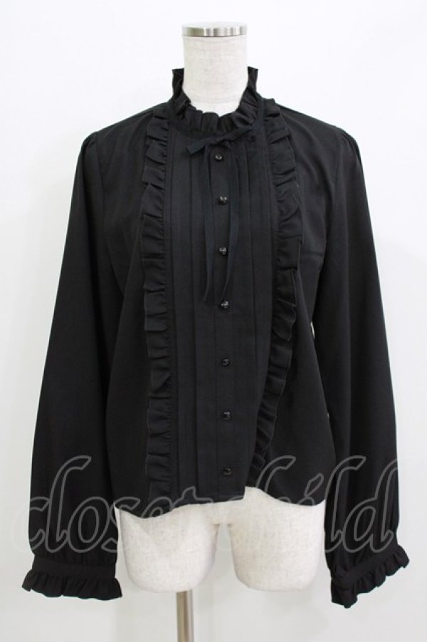 画像1: DearMyLove / ハイネック ピンタックブラウス LL ブラック H-26-03-21-062-EL-BL-NS-ZH (1)