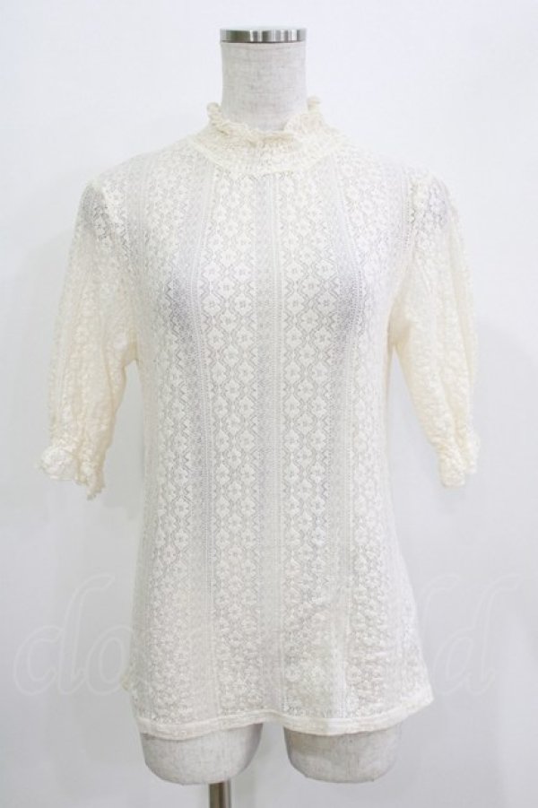 画像1: F&A / 5分袖ストライプレーストップス Free IVORY H-26-03-21-065-LO-TO-NS-ZH (1)