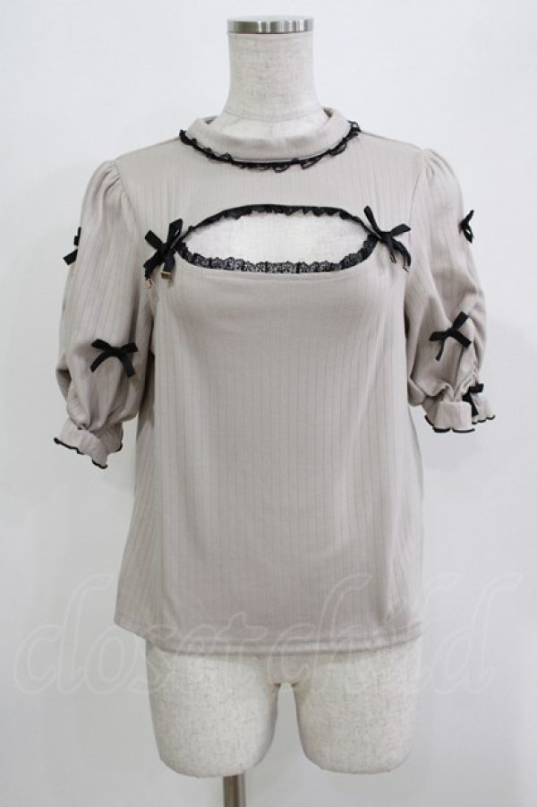 画像1: Rojita / デコルテ開きリボンテレコトップス Free ベージュ H-26-03-21-067-LO-TO-NS-ZH (1)