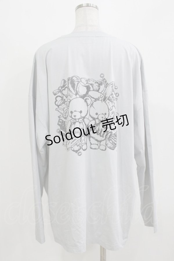 画像2: pium / pium teddy friends オーバーサイズロングTシャツ Free ブルーグレー H-26-03-21-068-0-TS-NS-ZH (2)