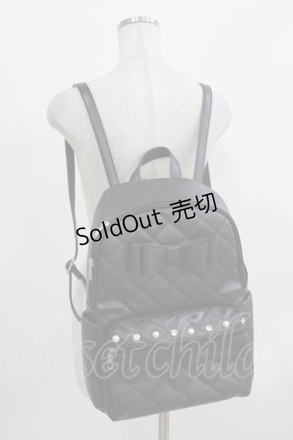 画像1: Ank Rouge / A4キルティングリボンリュック  ブラック H-26-03-21-071-CA-BG-NS-ZH (1)