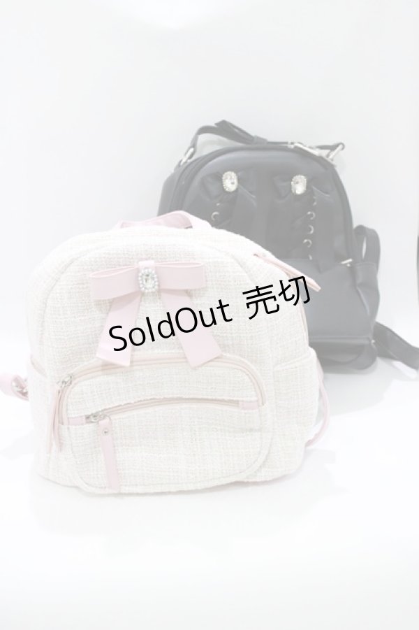 画像1: Ank Rouge / 合皮スピンドルリュック+ツイードリュック  黒/ピンク H-26-03-21-074-CA-BG-NS-ZH (1)