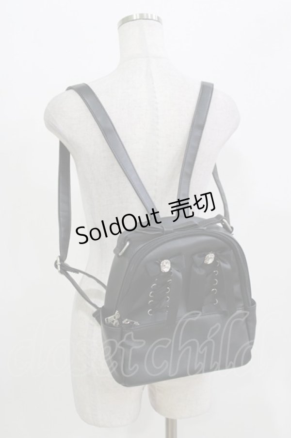 画像5: Ank Rouge / 合皮スピンドルリュック+ツイードリュック  黒/ピンク H-26-03-21-074-CA-BG-NS-ZH (5)