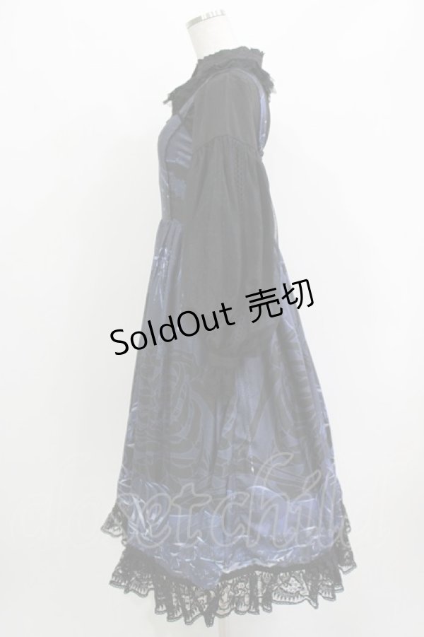 画像2: Urtto（海外ロリータブランド） / ジャンパースカートセット L ブラック/ネイビー H-26-03-21-015-PU-BL-NS-ZH (2)