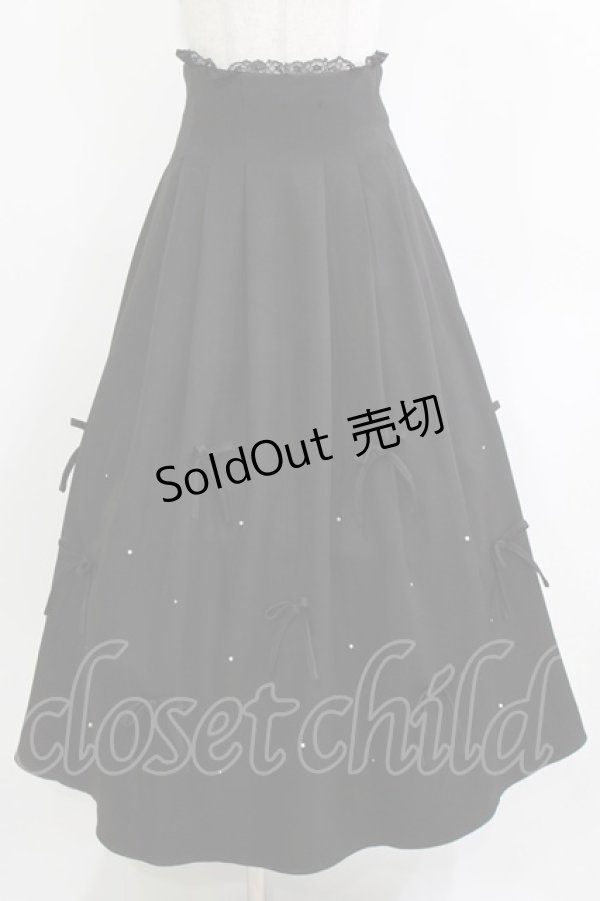 画像1: couture BY ROJITA / ランダムリボンロングフレアスカート Free ブラック H-26-03-21-017-GO-SK-NS-ZH (1)