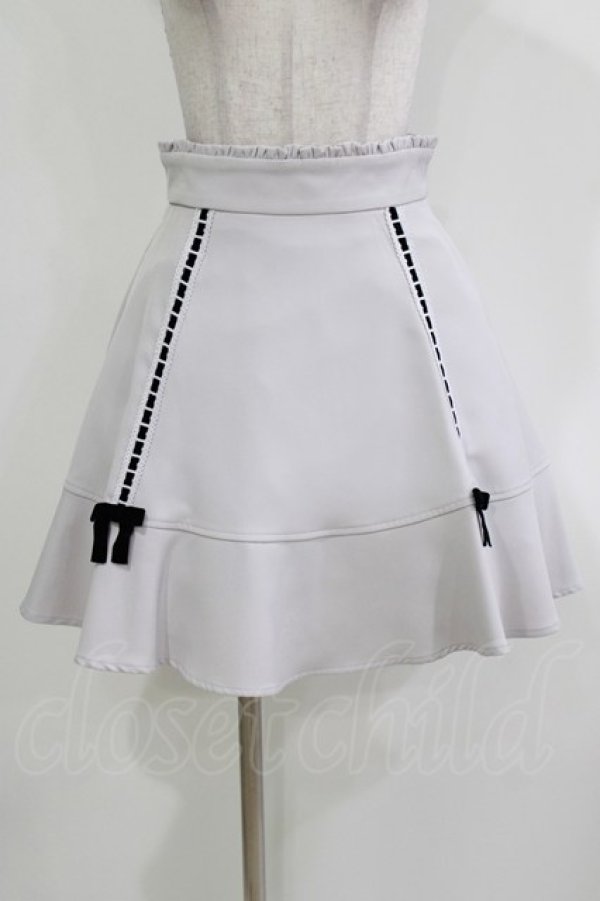 画像1: Ank Rouge / ハシゴリボンフレアースカート M グレー H-26-03-21-020-CA-SK-NS-ZH (1)