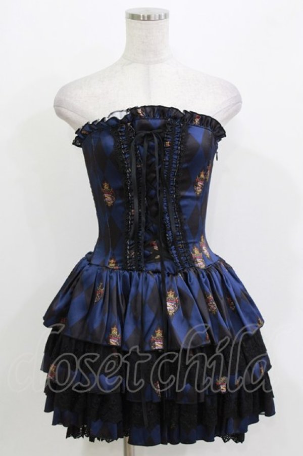 画像1: ATELIER PIERROT / "Diamond Circus"ミニコルセットワンピース  紺 H-26-03-22-035-EL-OP-KB-ZH (1)
