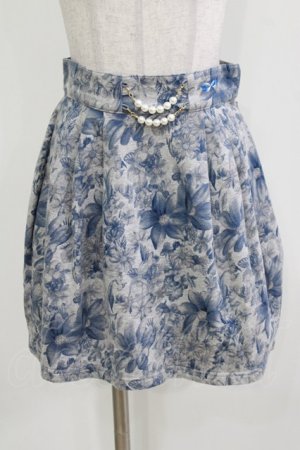 画像: elements,H / パールチャーム付フラワースカート  グレー×ブルー H-26-03-22-036-PU-SK-KB-ZH