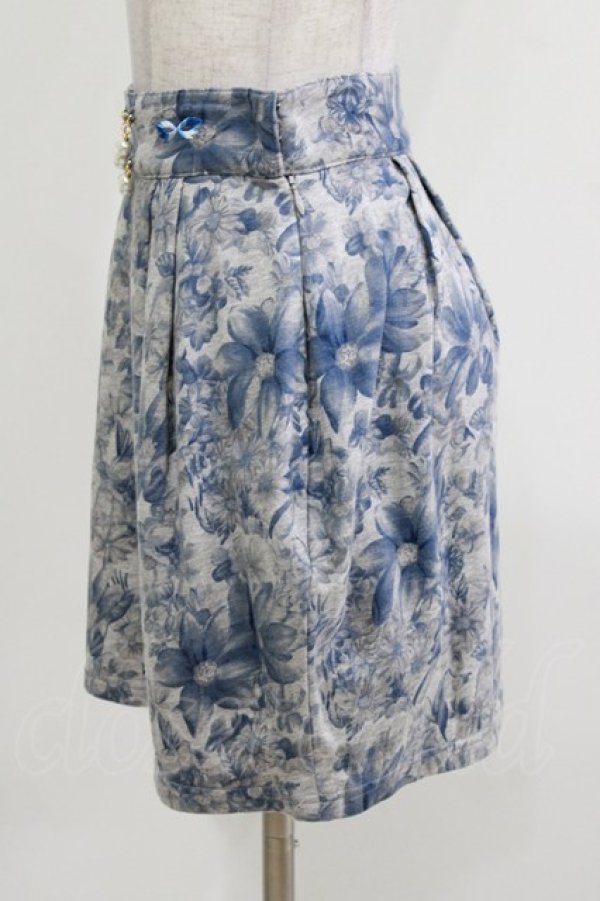 画像2: elements,H / パールチャーム付フラワースカート  グレー×ブルー H-26-03-22-036-PU-SK-KB-ZH (2)