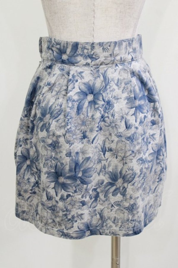 画像3: elements,H / パールチャーム付フラワースカート  グレー×ブルー H-26-03-22-036-PU-SK-KB-ZH (3)