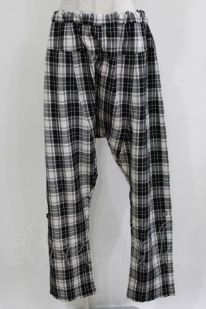 画像: ALGONQUINS / チェックサルエルパンツ  オフ×ブラック H-26-03-22-040-AL-PA-KB-ZH