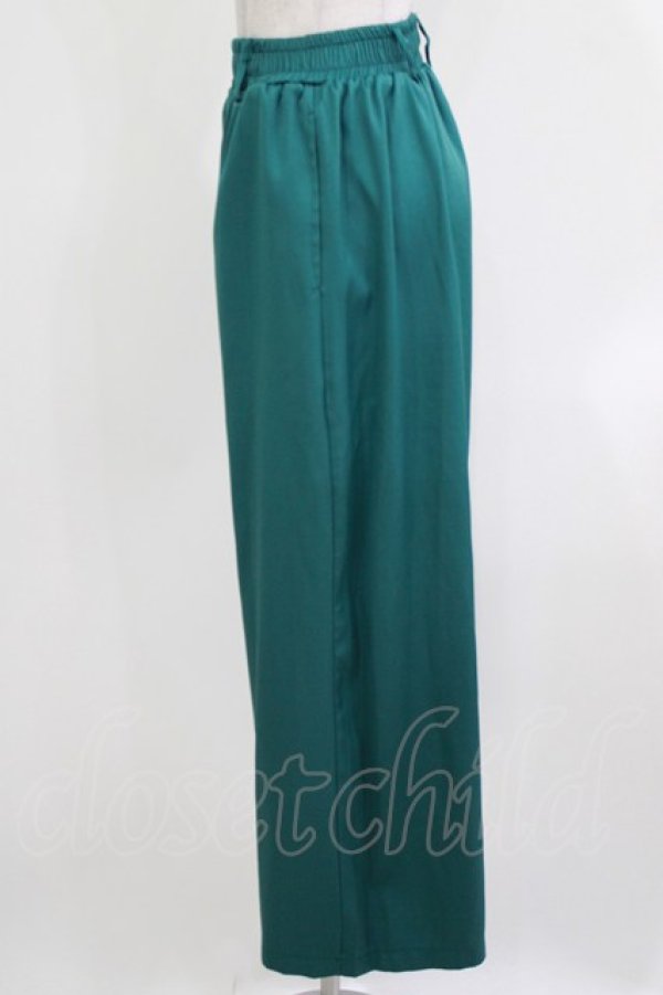 画像2: NieR Clothing / サイド刺繍ワイドパンツ  グリーン H-26-03-22-045-PU-PA-KB-ZH (2)