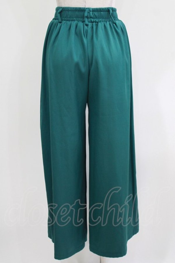 画像4: NieR Clothing / サイド刺繍ワイドパンツ  グリーン H-26-03-22-045-PU-PA-KB-ZH (4)