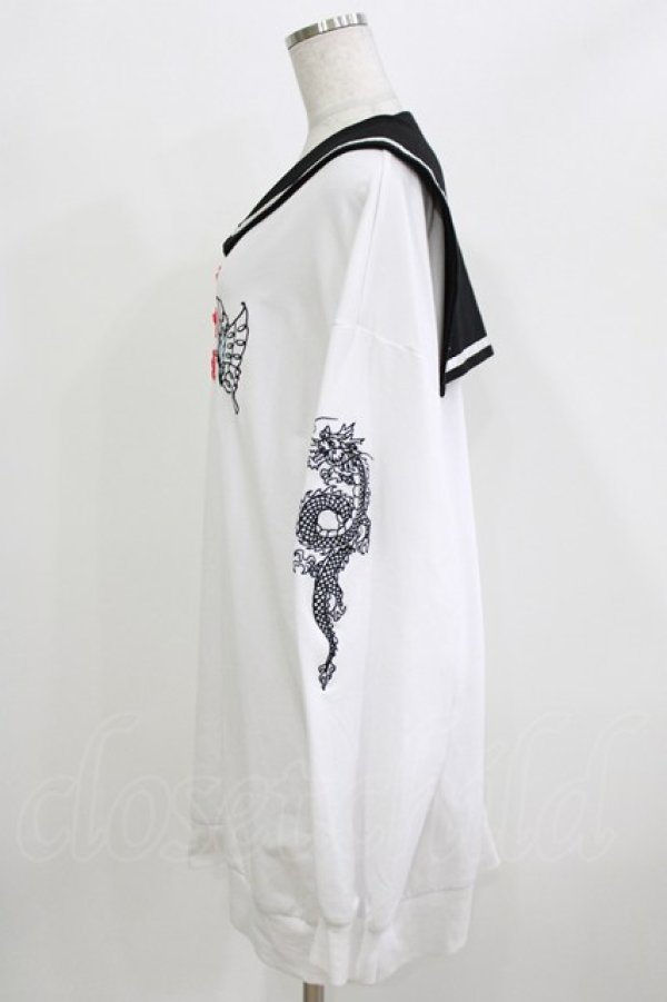 画像2: LISTEN FLAVOR / 蝶と龍のチャイナセーラーワンピ  白 H-26-03-22-047-PU-OP-KB-ZH (2)