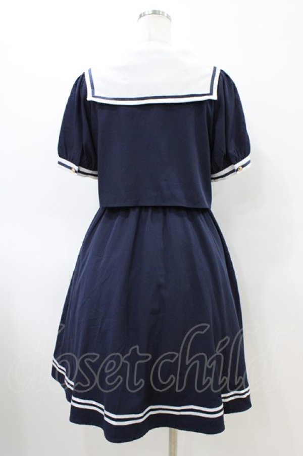 画像2: Amavel / クラシカルセーラーSetUp風ワンピース(ミドル丈) Free ネイビー H-26-03-22-1028-CA-OP-NS-ZH (2)
