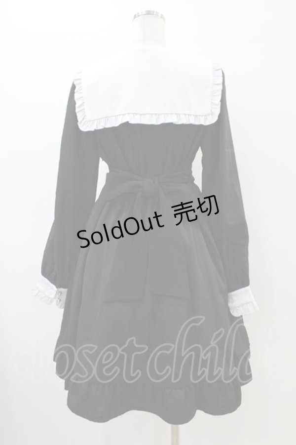 画像2: Amavel / ガーリーフリルセーラーロングスリーブワンピース Free ブラック H-26-03-22-1029-CA-OP-NS-ZH (2)