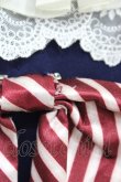 画像4: Grove Deer（海外ロリータブランド） / ストライプリボンジャンパースカート L ネイビー H-26-03-22-1033-LO-OP-NS-ZH (4)
