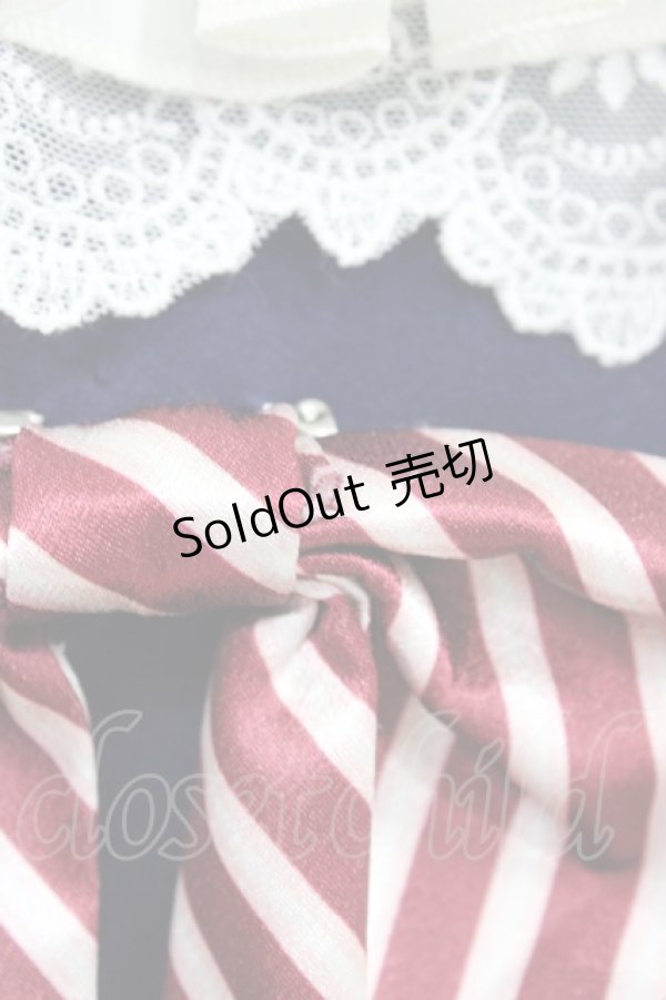 画像4: Grove Deer（海外ロリータブランド） / ストライプリボンジャンパースカート L ネイビー H-26-03-22-1033-LO-OP-NS-ZH (4)