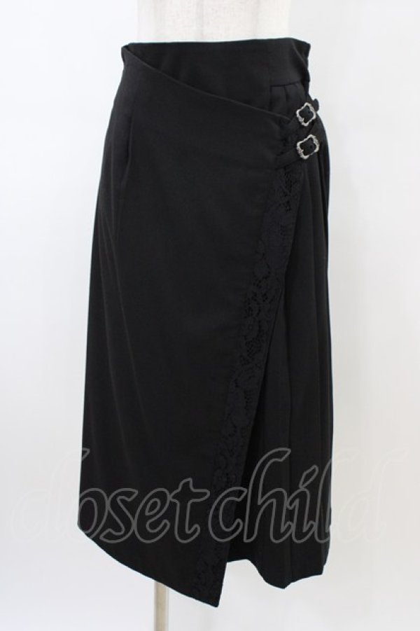 画像1: axes femme / サイドプリーツナロースカート M ブラック H-26-03-22-1038-AX-SK-NS-ZH (1)