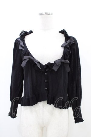 画像: Maria pipi / リボンネックカーディガン Free ブラック H-26-03-22-1040-EL-TO-NS-ZH