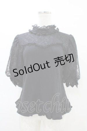 画像: Angelic Pretty / Lacyチュールカットソー Free ブラック H-26-03-22-1042-AP-TO-NS-ZH