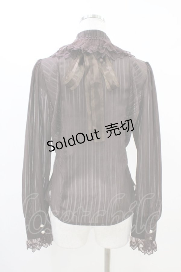 画像2: BABY,THE STARS SHINE BRIGHT / ストライプシフォンジャボ付丸衿ブラウス Free ブラウン H-26-03-22-1048-BA-BL-NS-ZH (2)