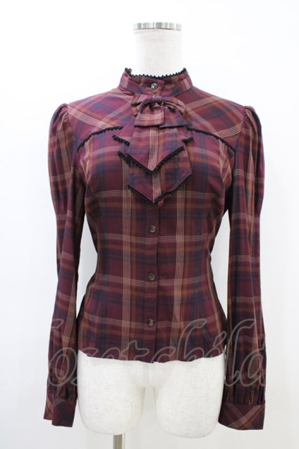 画像1: Victorian maiden / プレッピーチェックブラウス Free ボルドー H-26-03-22-1049-CL-BL-NS-ZH (1)