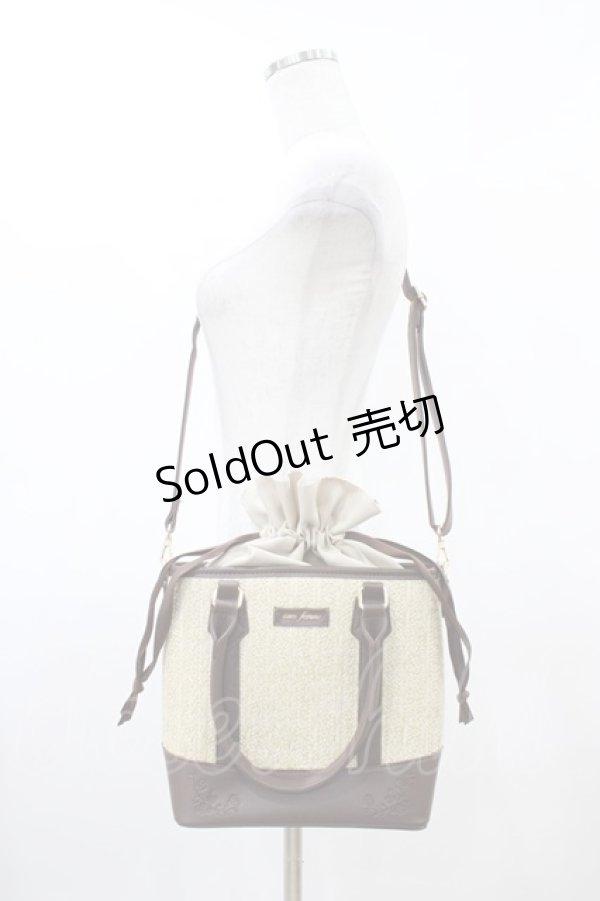 画像1: axes femme / 合皮×雑材バイカラーバッグ  ブラウン H-26-03-22-1007-AX-BG-NS-ZH (1)