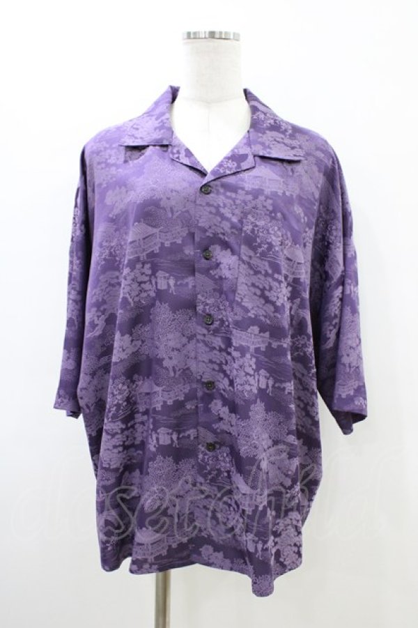 画像1: AXES-X / 江戸風ジャガード半袖シャツ M パープル H-26-03-22-1060-LO-BL-NS-ZH (1)