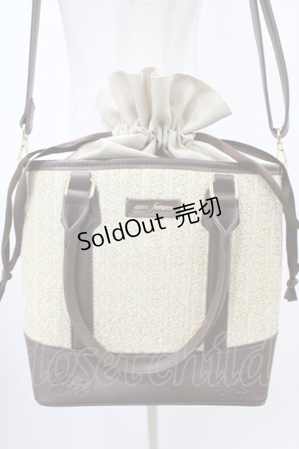 画像3: axes femme / 合皮×雑材バイカラーバッグ  ブラウン H-26-03-22-1007-AX-BG-NS-ZH (3)