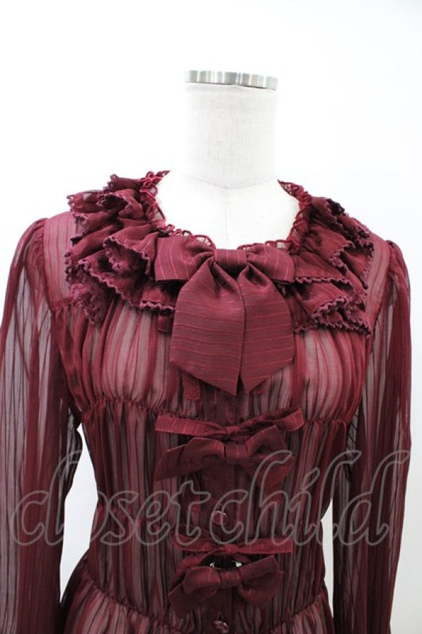 画像4: metamorphose / スクエアあきシャーリング長袖ブラウス Free ワイン H-26-03-22-1010-ME-BL-NS-ZH (4)