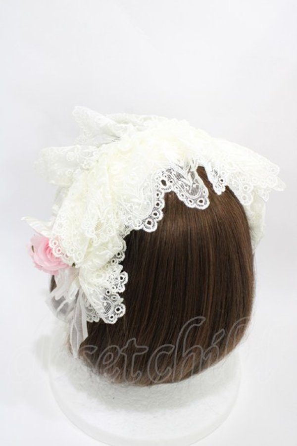 画像2: BABY,THE STARS SHINE BRIGHT / 恋するレースのボンネットヘッドドレス  生成り H-26-03-22-1002-BA-AC-NS-ZH (2)