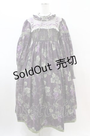 画像: 仲夏物語（海外ロリータブランド） / ロワールの葡萄園立ち衿ワンピース L パープル H-26-03-22-1016-EL-OP-NS-ZH