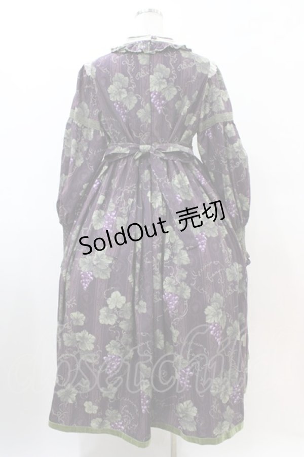 画像2: 仲夏物語（海外ロリータブランド） / ロワールの葡萄園立ち衿ワンピース L パープル H-26-03-22-1016-EL-OP-NS-ZH (2)