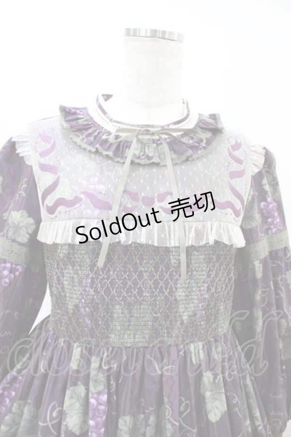 画像3: 仲夏物語（海外ロリータブランド） / ロワールの葡萄園立ち衿ワンピース L パープル H-26-03-22-1016-EL-OP-NS-ZH (3)