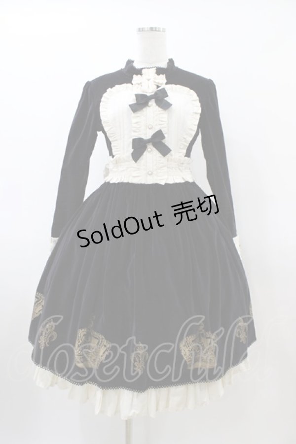 画像1: Vierge Vampur / クラウンエプロンワンピース Free ブラック H-26-03-22-1017-LO-OP-NS-ZH (1)