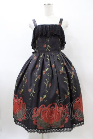 画像: Chalmiere / 菊と狐柄ジャンパースカート M ブラック H-26-03-22-1019-0-OP-NS-ZH