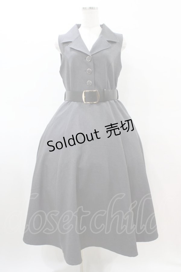 画像1: an another angelus / ベルト付きウールライク開衿ジレワンピース Free GRAY H-26-03-22-1021-CA-OP-NS-ZH (1)