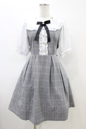 画像: Amavel / ハートリボンチェック切替ワンピース Free ブラック H-26-03-22-1027-CA-OP-NS-ZH