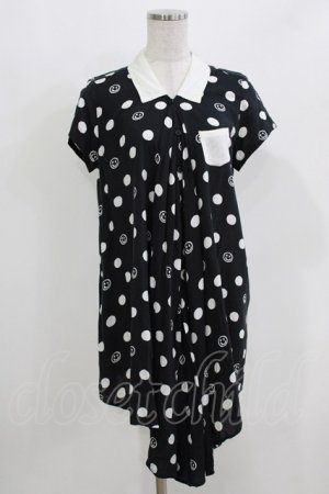 画像: WORLD WIDE LOVE！(Rydia) / デッドスマイルドットロングシャツ  黒 H-26-03-22-051-PU-BL-KB-ZH