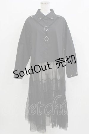 画像: HELL CAT PUNKS / シャツ切替チュールワンピ F 黒 H-26-03-22-052-PU-OP-KB-ZH