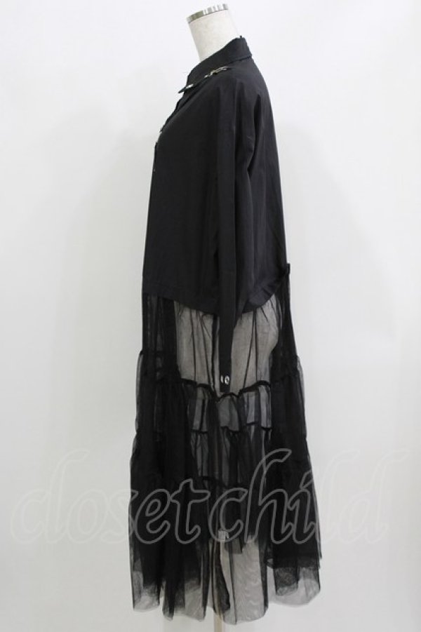 画像2: HELL CAT PUNKS / シャツ切替チュールワンピ F 黒 H-26-03-22-052-PU-OP-KB-ZH (2)