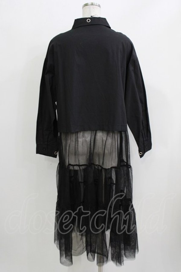 画像3: HELL CAT PUNKS / シャツ切替チュールワンピ F 黒 H-26-03-22-052-PU-OP-KB-ZH (3)
