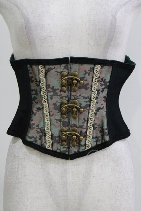 画像1: abilletage / 迷彩柄切替ミニコルセット　 3 黒 H-26-03-22-057-GO-ZA-KB-ZH (1)