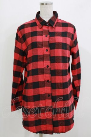 画像: KRY CLOTHING / チェックプリントスリーブシャツ  赤 H-26-03-22-060-EL-BL-KB-ZH