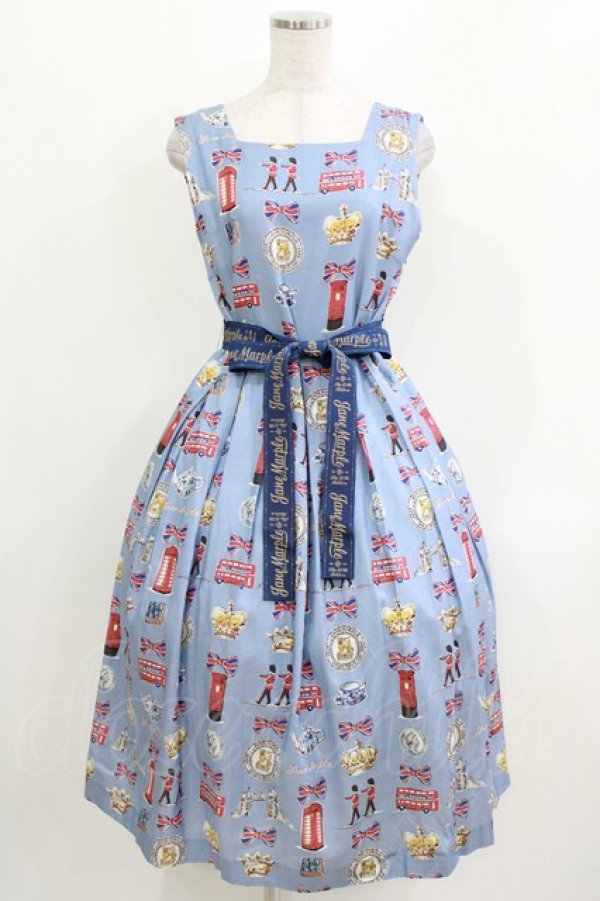 画像1: Jane Marple / ReLondonスクエアドレス  ブルーグレー H-26-03-22-007-JM-OP-KB-ZH (1)