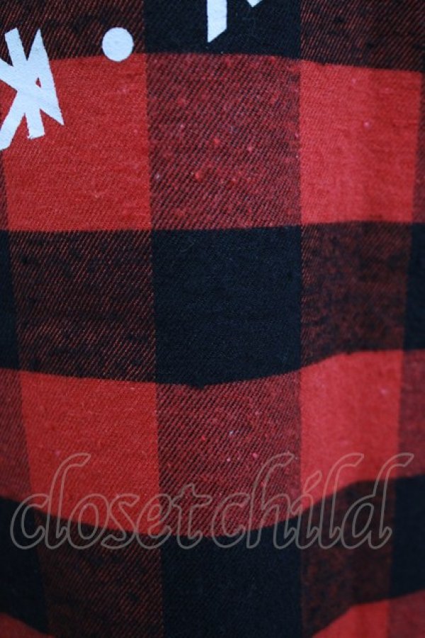画像4: KRY CLOTHING / チェックプリントスリーブシャツ  赤 H-26-03-22-060-EL-BL-KB-ZH (4)