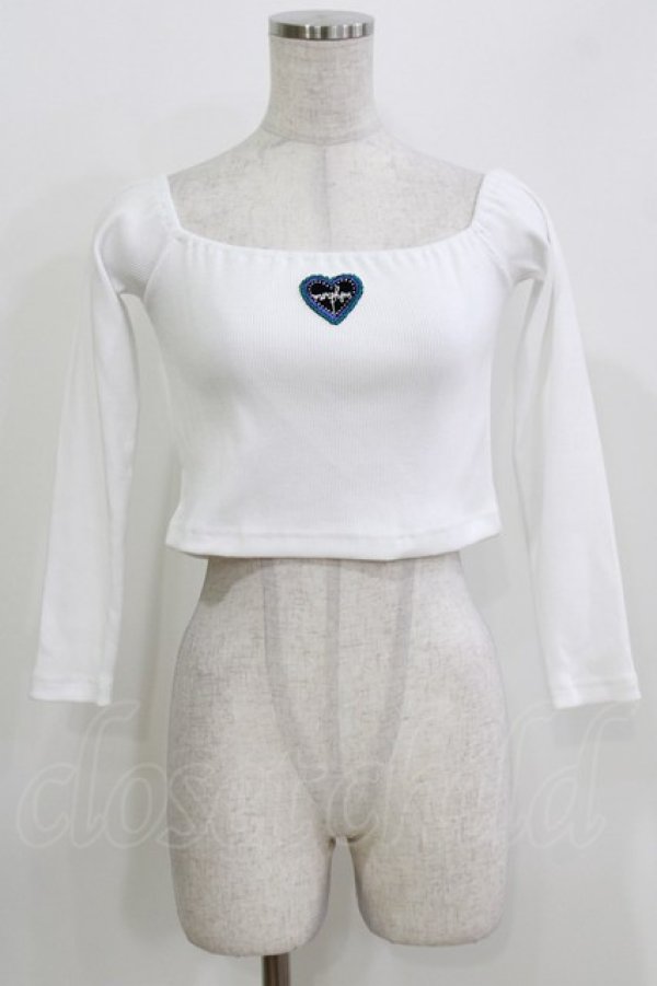 画像1: MORPH8NE / Berry off shoulder ribbed crop top  ホワイト H-26-03-22-076-PU-TO-KB-ZH (1)