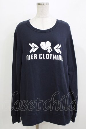 画像: NieR Clothing / プリントLONG CUTSEW  ネイビー H-26-03-22-077-PU-TO-KB-ZH